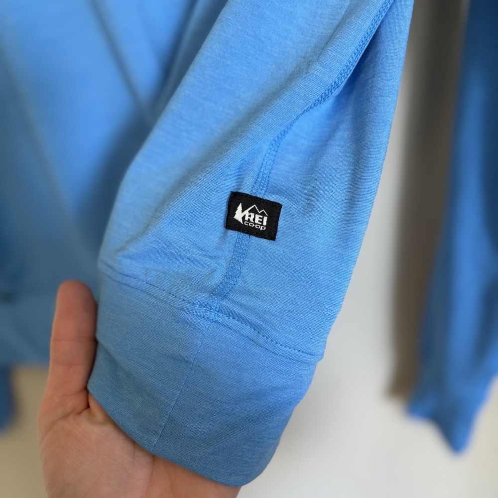 REI Coop Top Womens M Blue Active Pursuits Quarter-Zip Long Sleeve Thumbholes - Picture 6 of 7